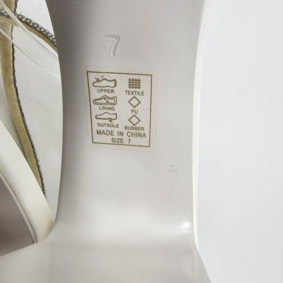 Azalea Wang Heeled Sandals Women 7 White Statement Sparkle Strappy Square Toe - Picture 10 of 10